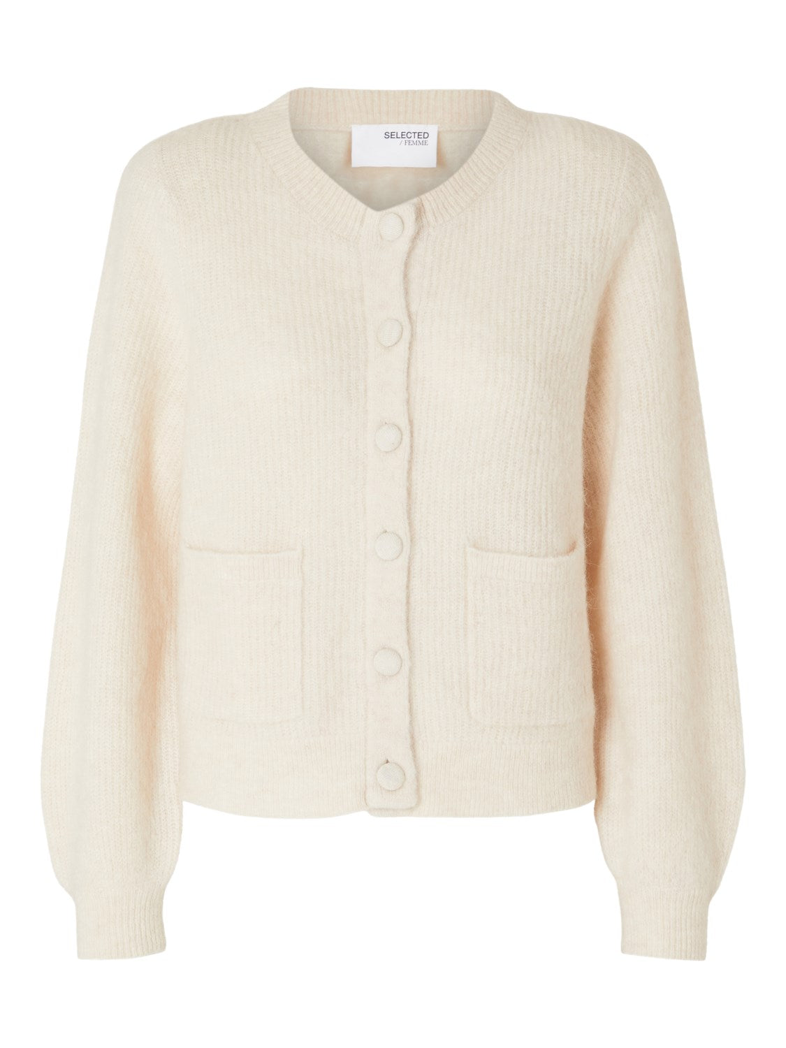 Sia Ras Ls Knit Pads Cardigan - Birch