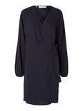 Quinn Ls Short Wrap Dress At - Dark Sapphire