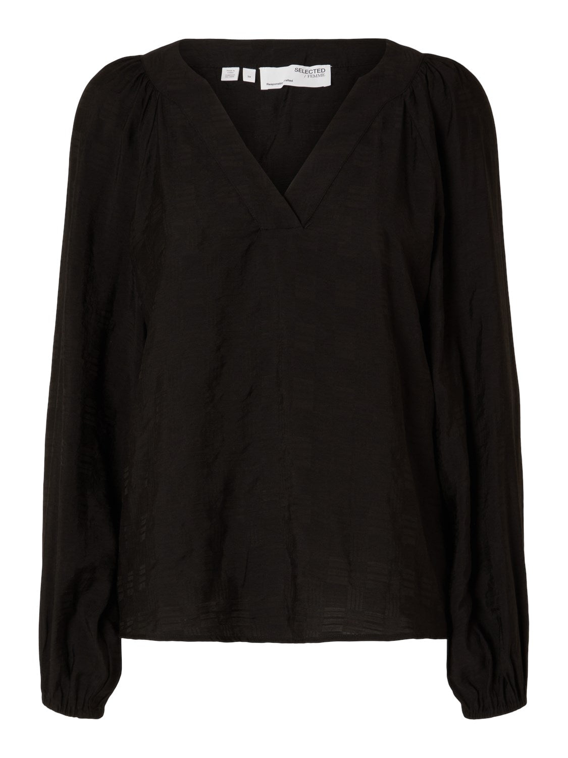 Percy Ls V-Neck Top At - Black
