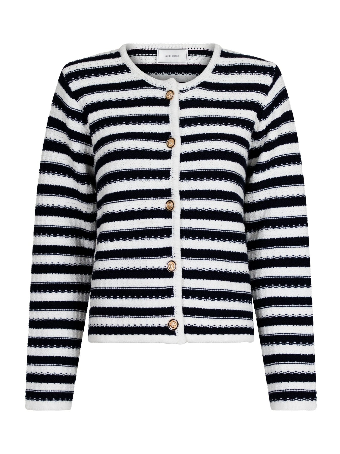 Limone Stripe Knit Jacket - Navy/White