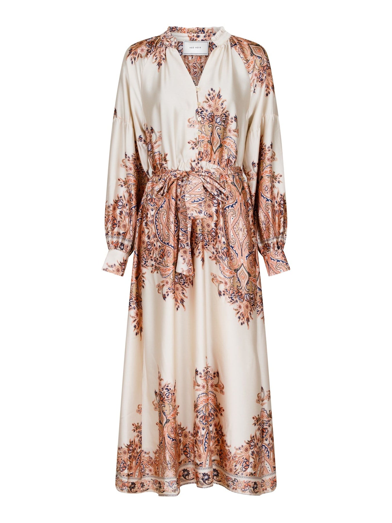 Nova Paisley Border Dress - Creme