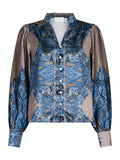 Massima Paisley Border Blouse - Blue