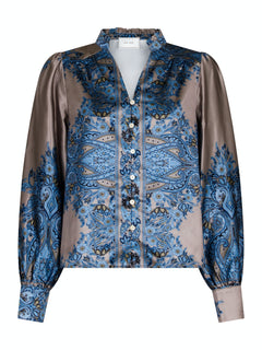 Massima Paisley Border Blouse - Blue