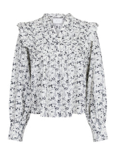 Alicia Stitch Flower Blouse - Off White