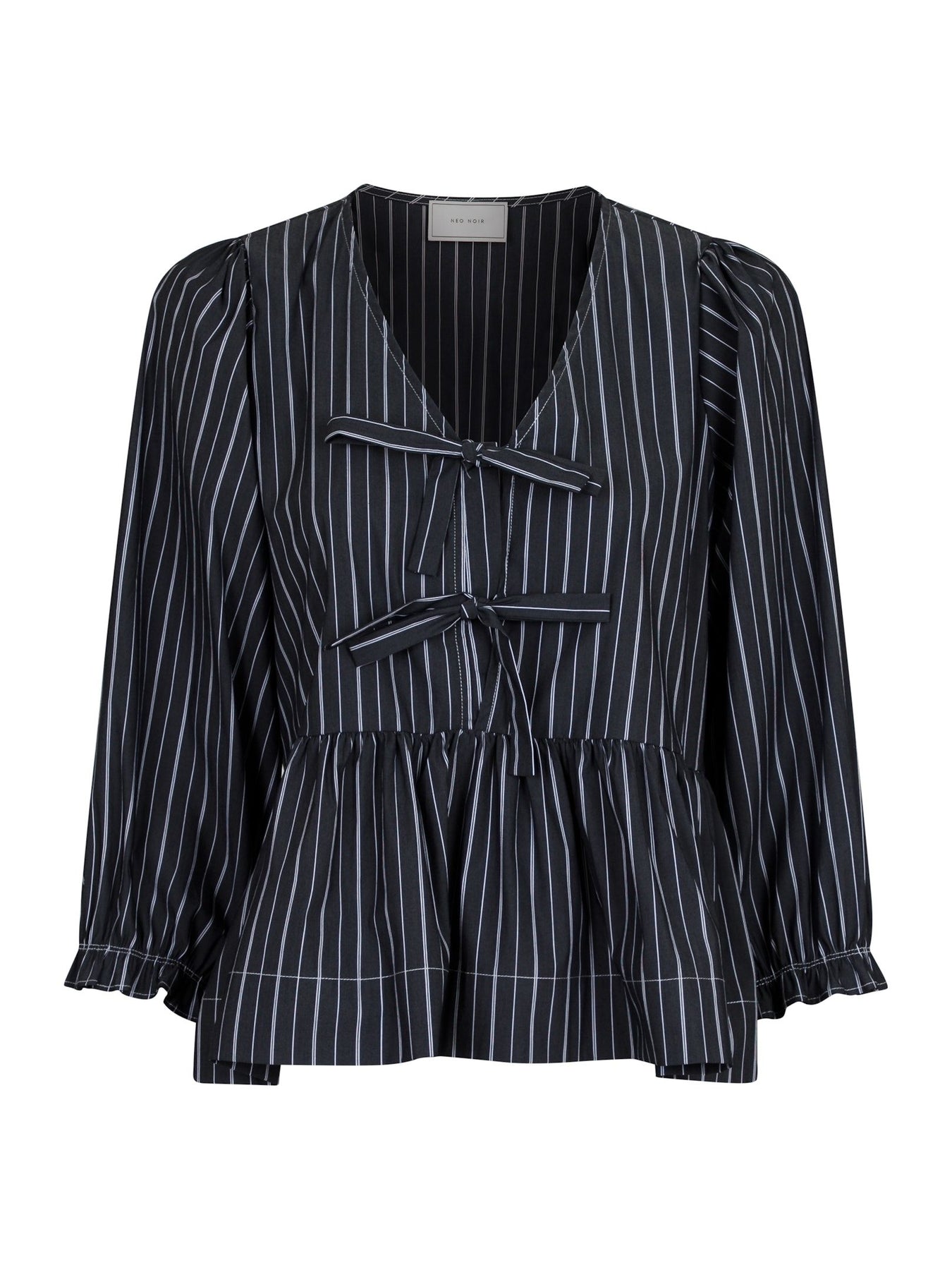 Bella Double Stripe Blouse - Dark Grey