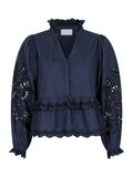 Kimmo Embroidery Blouse - Navy