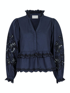 Kimmo Embroidery Blouse - Navy