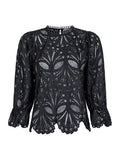 Adela Embroidery Blouse - Black