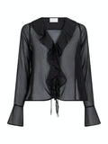 Anika Frill Blouse - Black