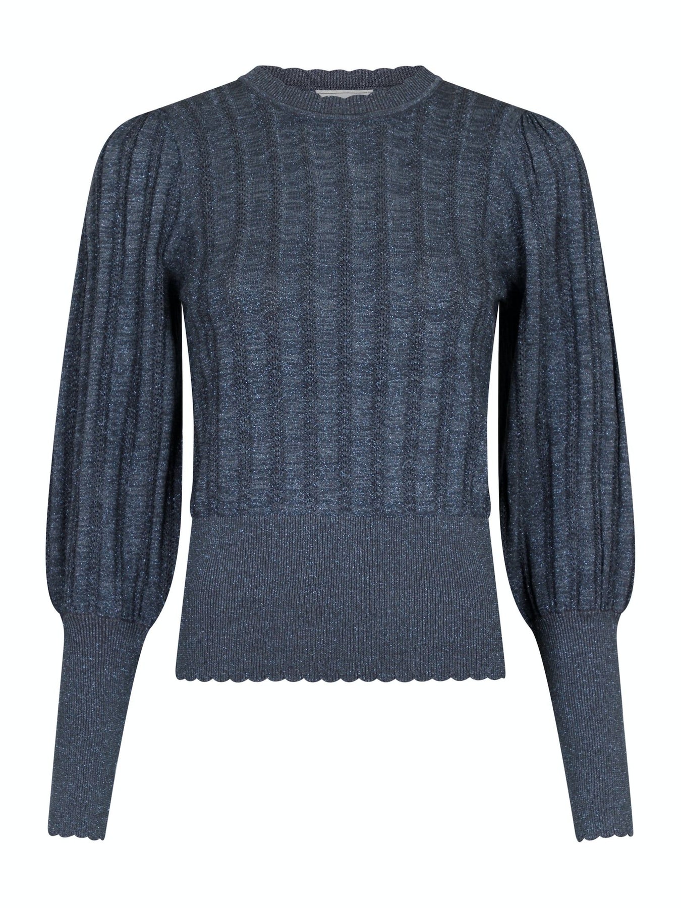 Dary Glitter Knit Blouse - Steel Grey