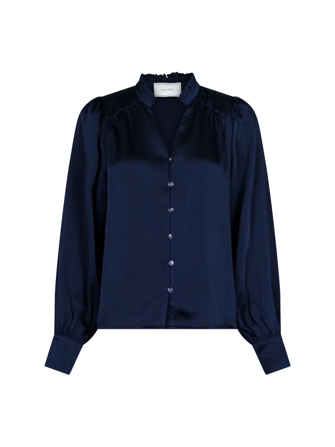 Massima Drapy Satin Blouse - Dark Navy