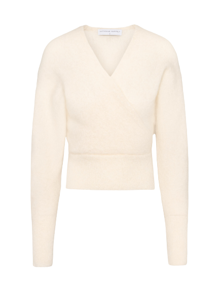 Mohair Cross-Over Sweater - Almond Milk
