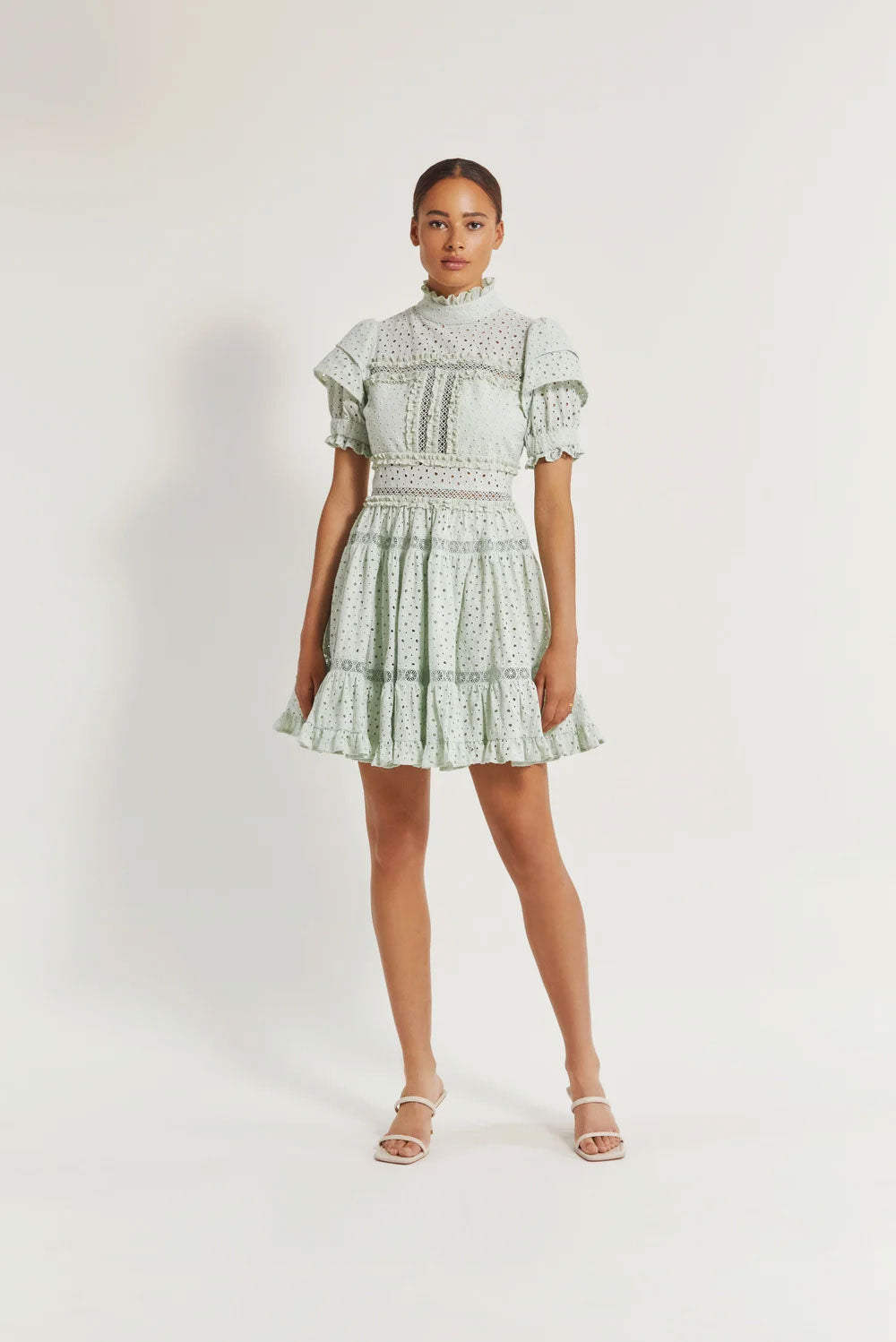 Iro Mini Lace Dress - Pistachio