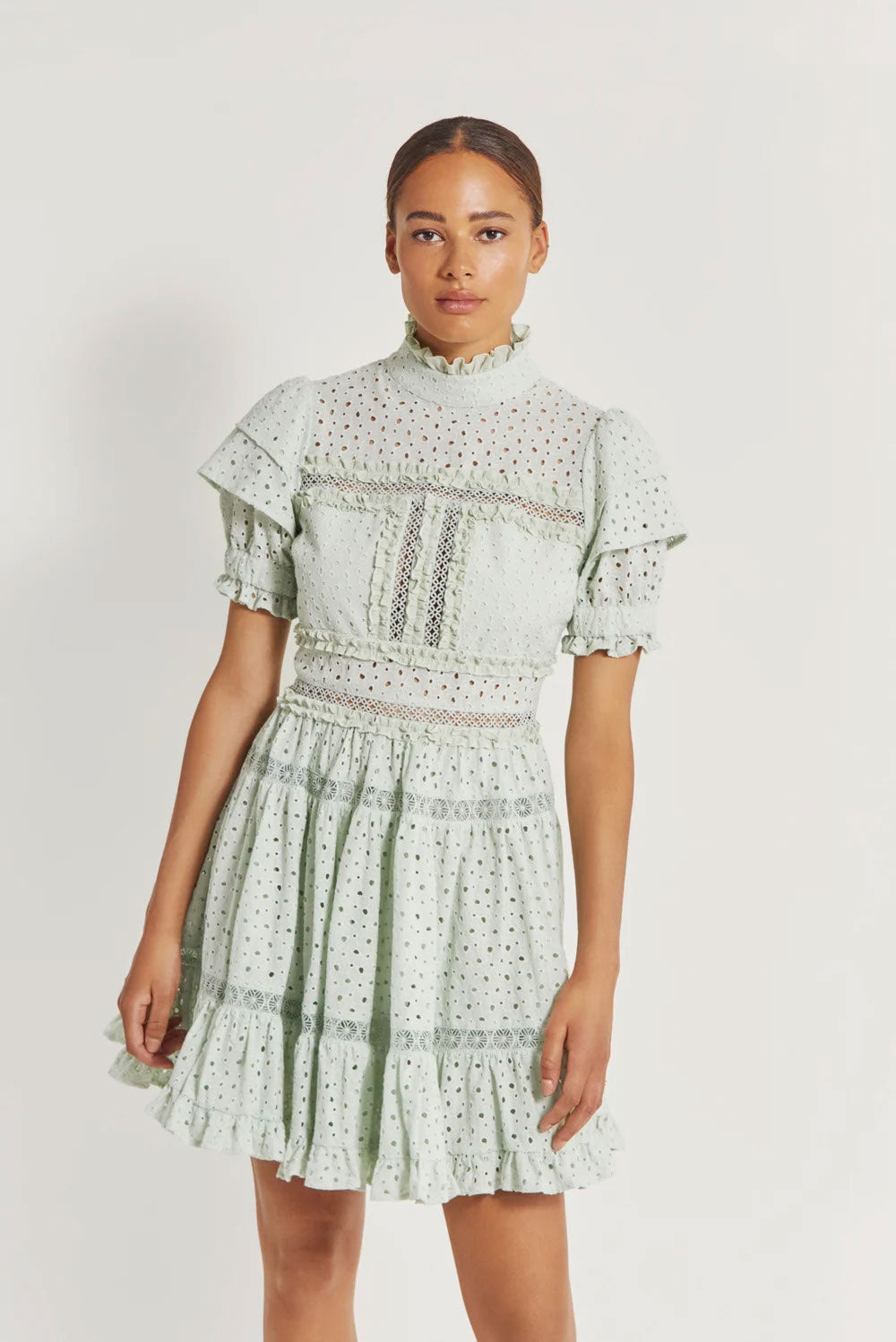 Iro Mini Lace Dress - Pistachio