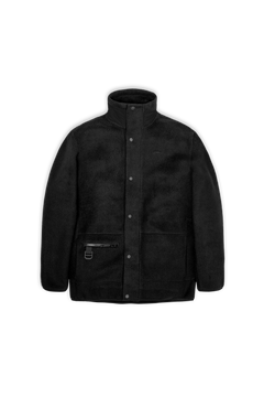 Long Heavy Fleece Jacket - Black