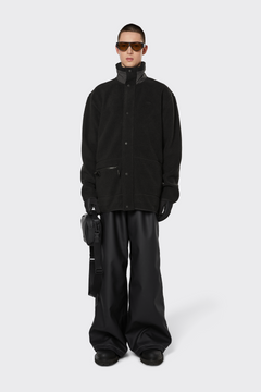 Long Heavy Fleece Jacket - Black