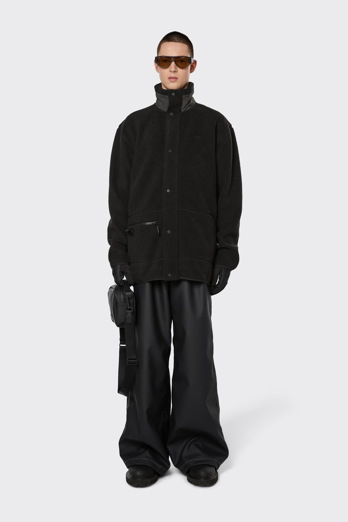Long Heavy Fleece Jacket - Svart