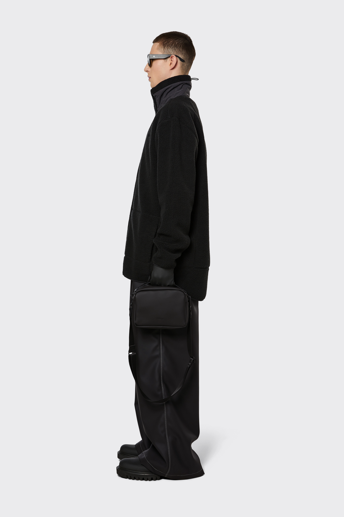 Long Heavy Fleece Jacket - Svart