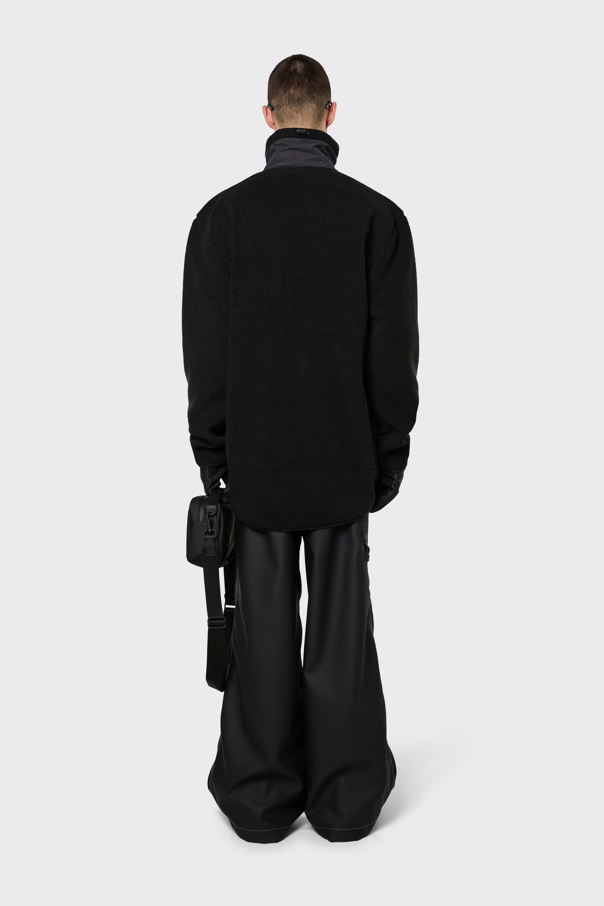 Long Heavy Fleece Jacket - Svart