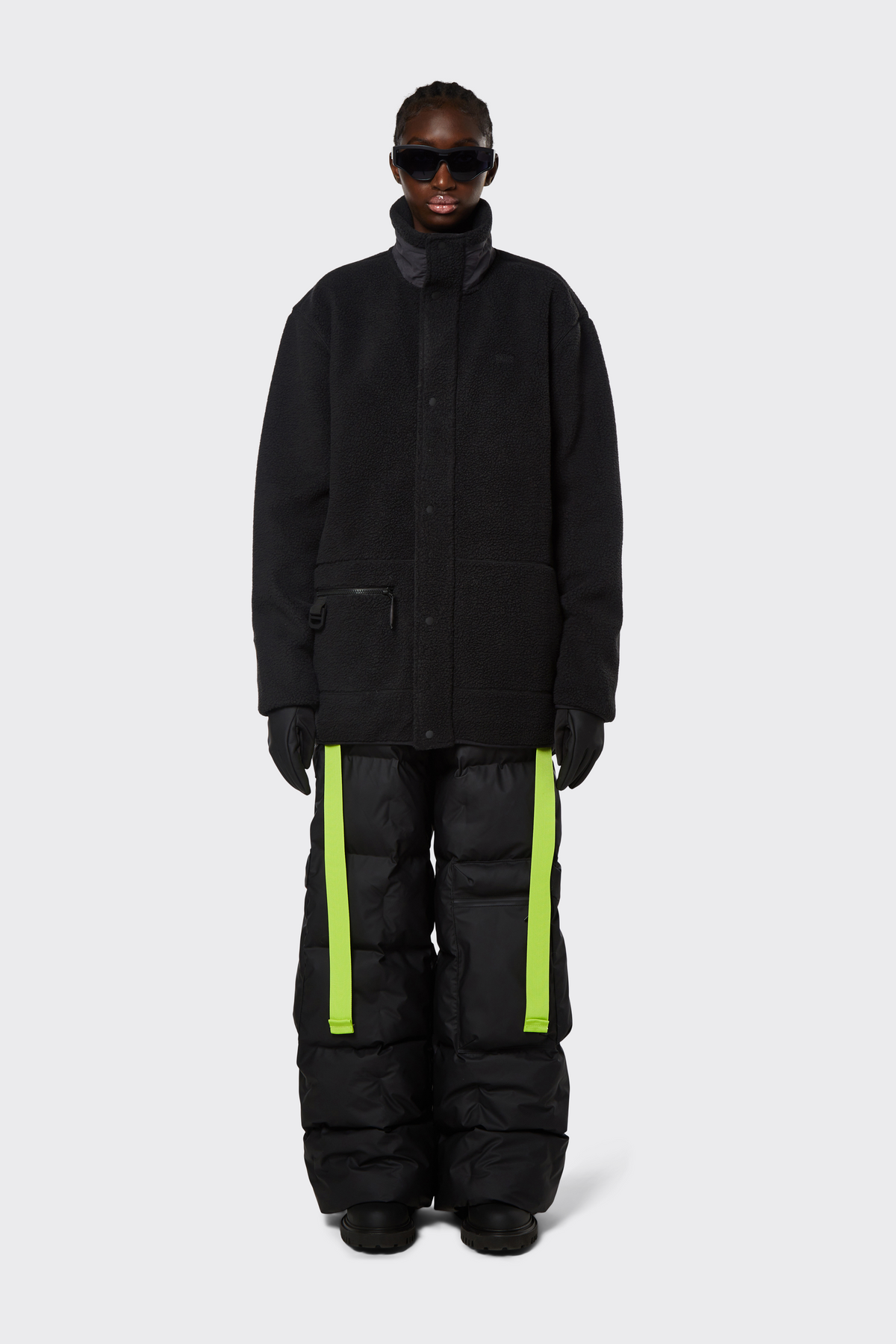 Long Heavy Fleece Jacket - Svart