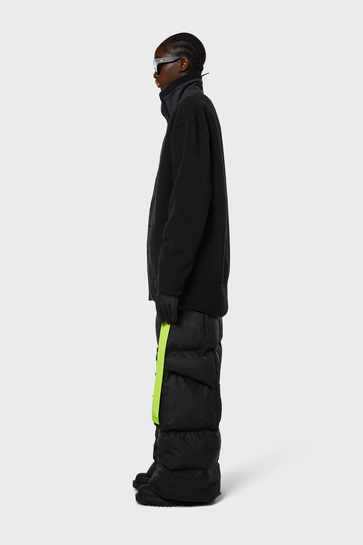 Long Heavy Fleece Jacket - Svart
