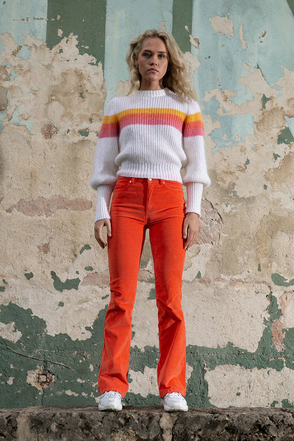 High Rise Flared Cord - Mandarin Red