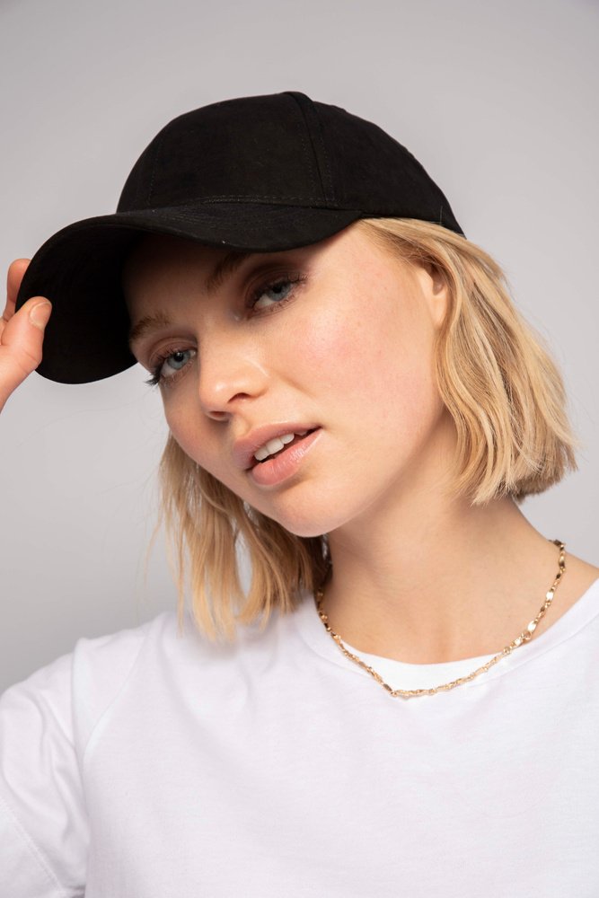 Lily Cap Suede - Black Vegan Suede