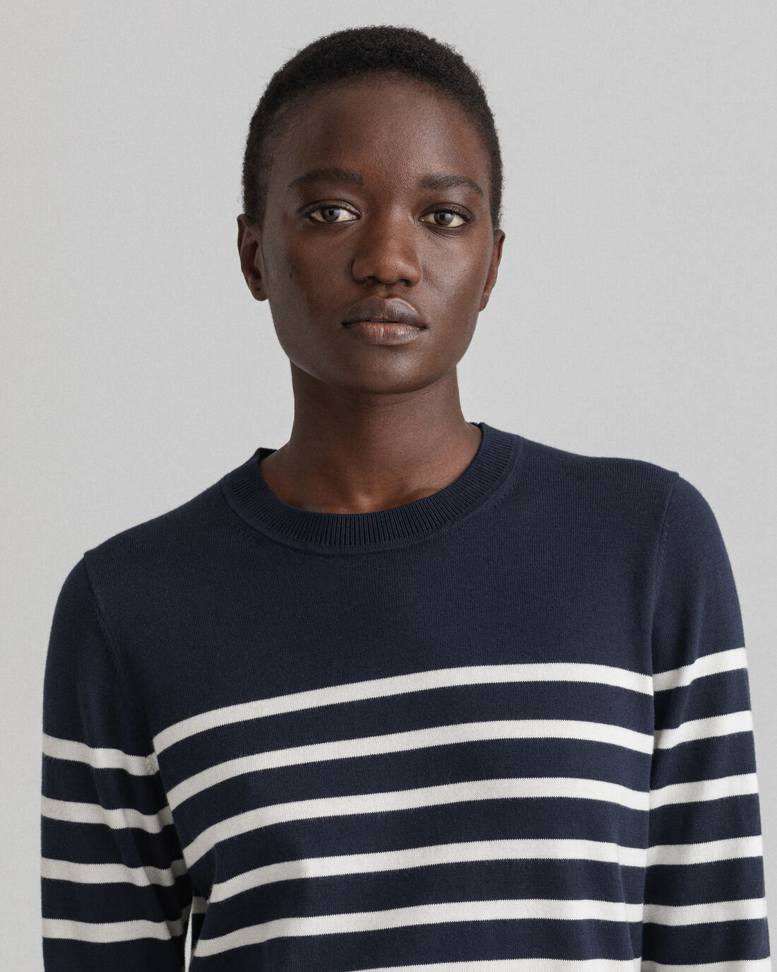 Light Cotton Breton C-Neck - Evening Blue