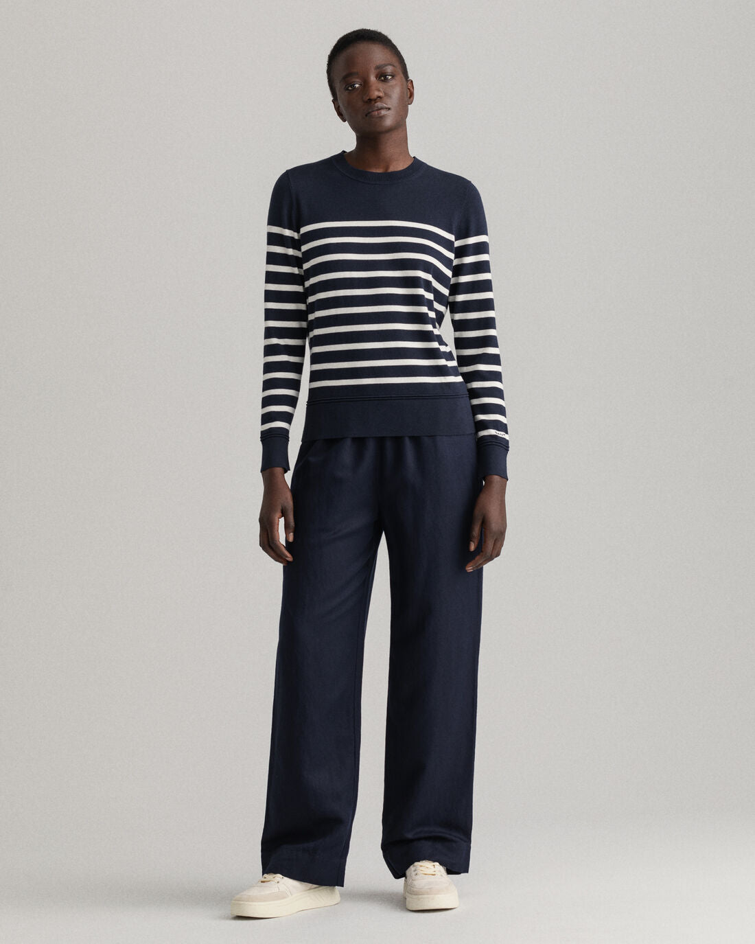 Light Cotton Breton C-Neck - Evening Blue