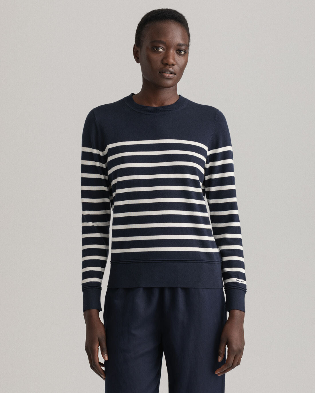 Light Cotton Breton C-Neck - Evening Blue