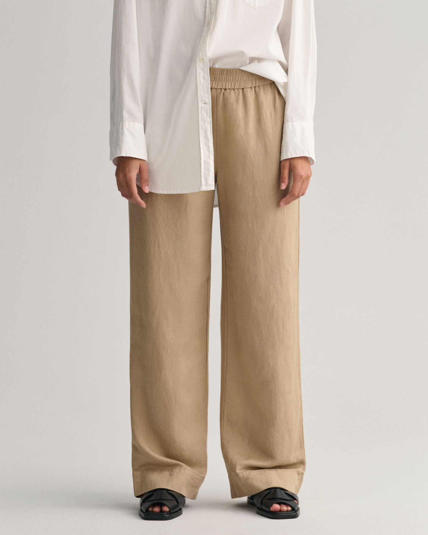 Linen Viscose Pull-On Pants - Horn Beige