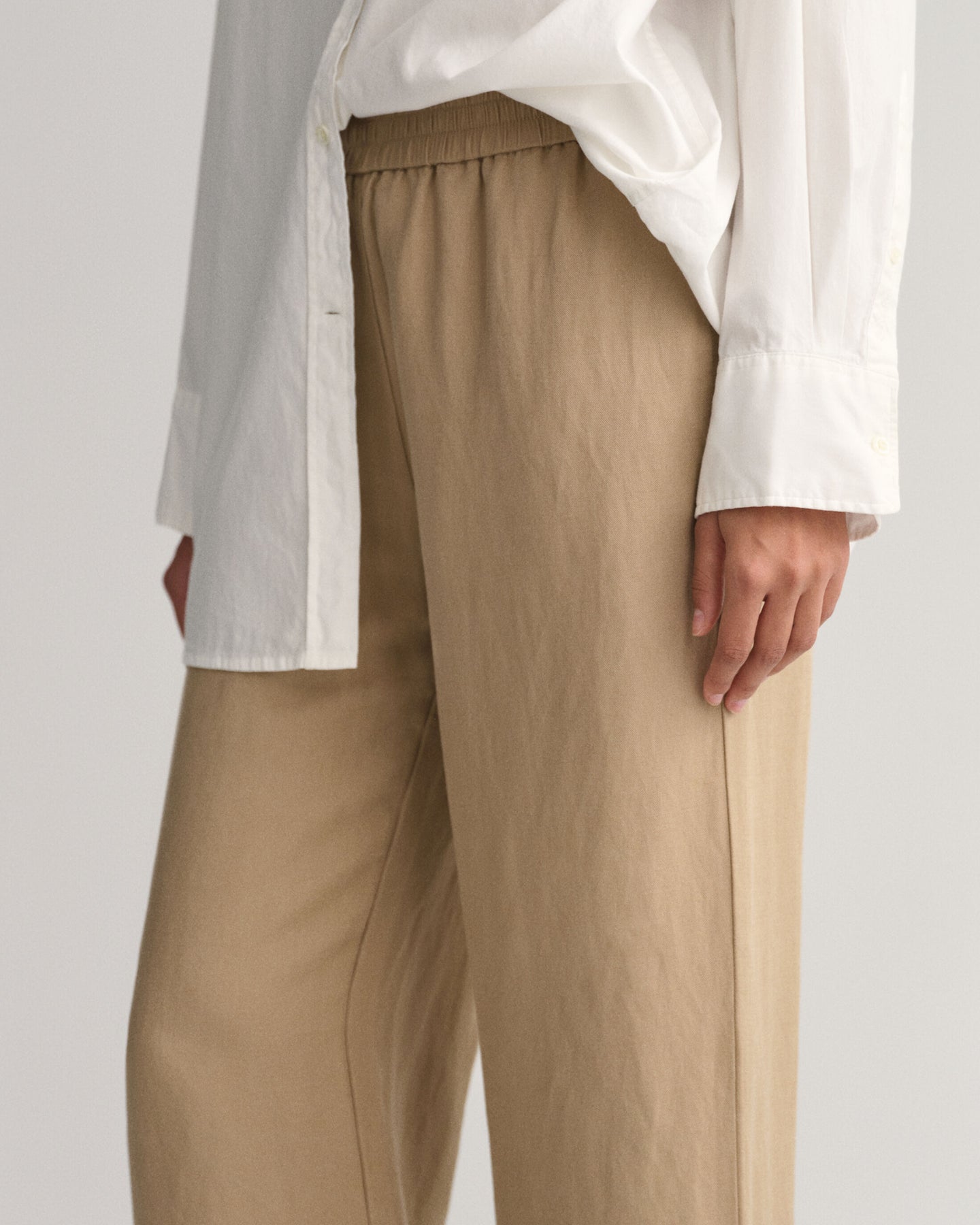 Linen Viscose Pull-On Pants - Horn Beige