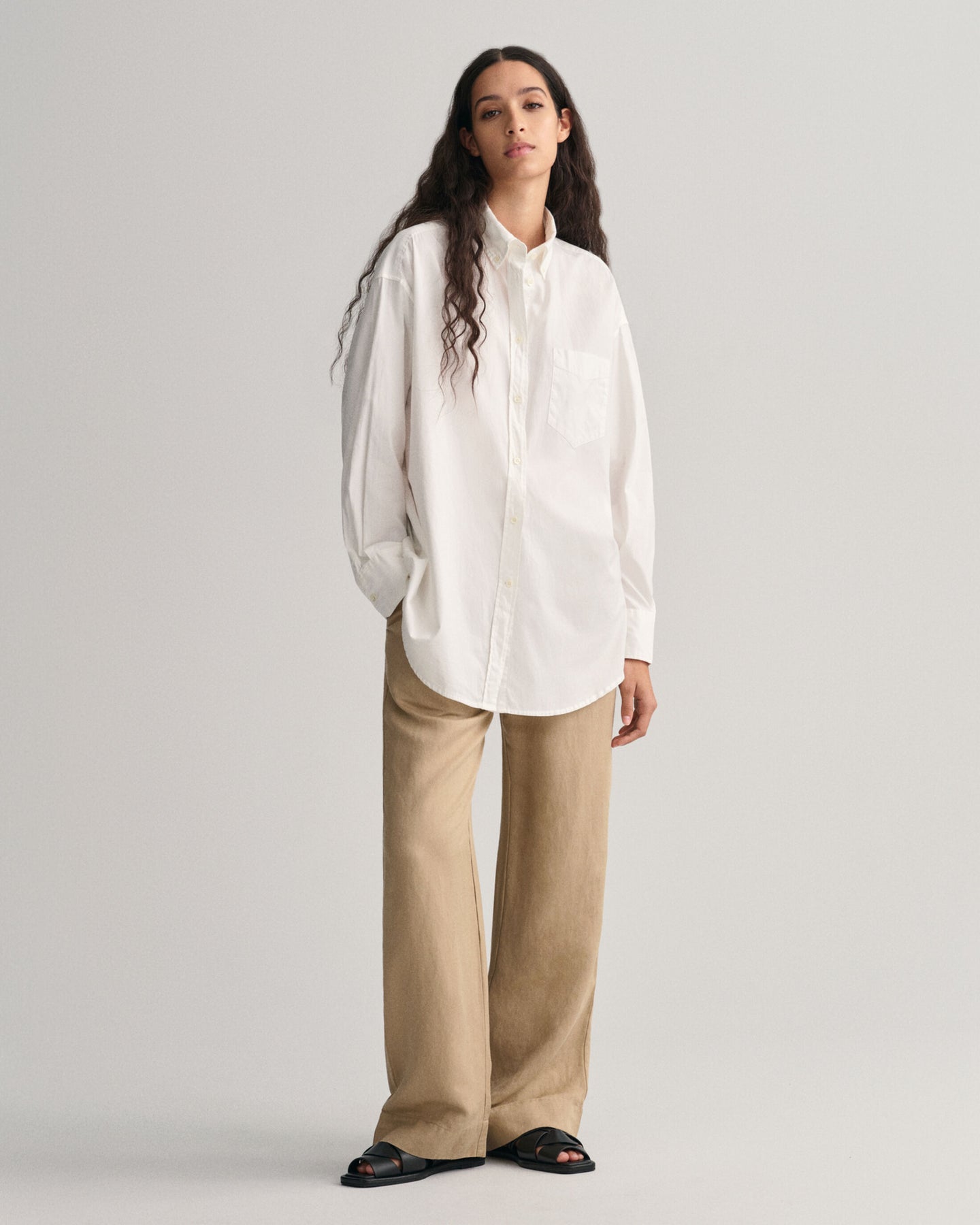 Linen Viscose Pull-On Pants - Horn Beige