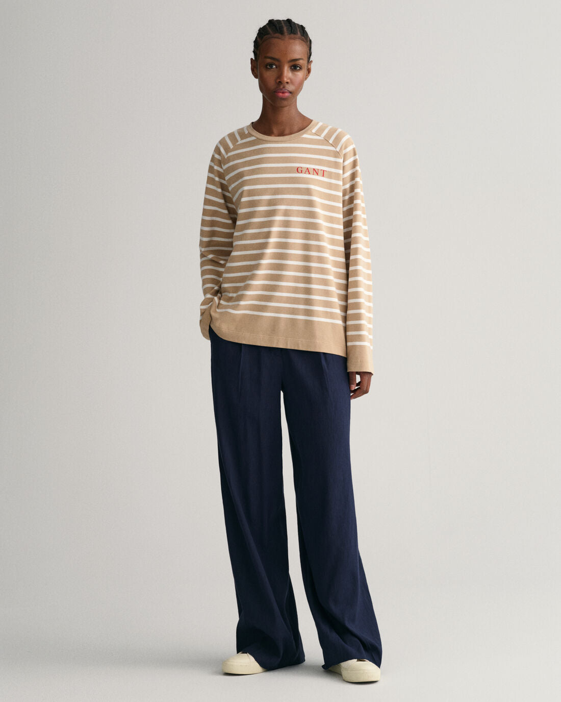 Logo Striped Ls T-Shirt - Dark Khaki