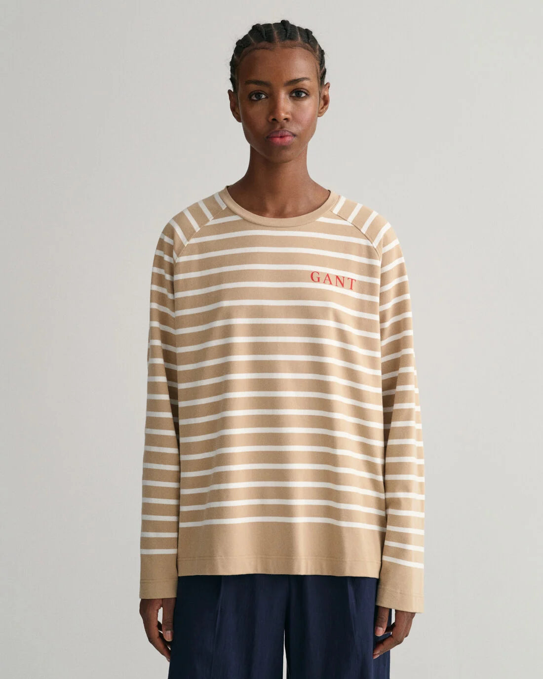 Logo Striped Ls T-Shirt - Dark Khaki