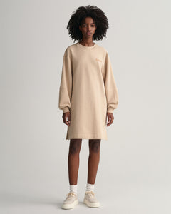 Logo Volume Ls C-Neck Dress - Dry Sand
