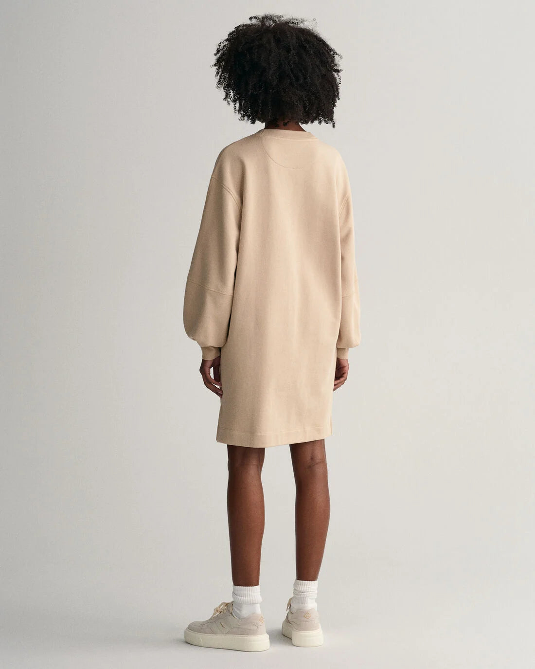 Logo Volume Ls C-Neck Dress - Dry Sand