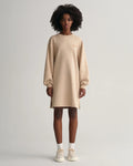 Logo Volume Ls C-Neck Dress - Dry Sand
