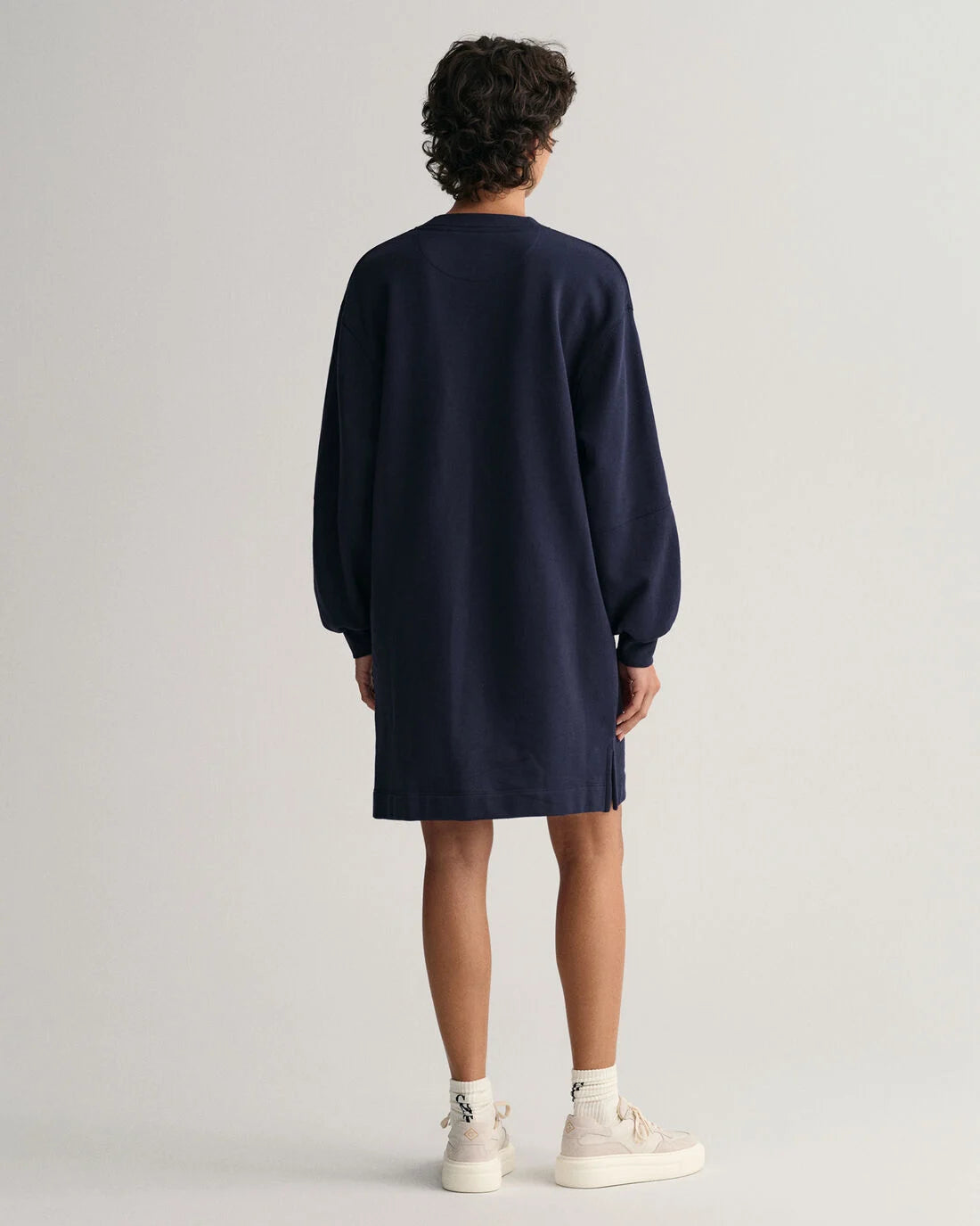 Logo Volume Ls C-Neck Dress - Evening Blue