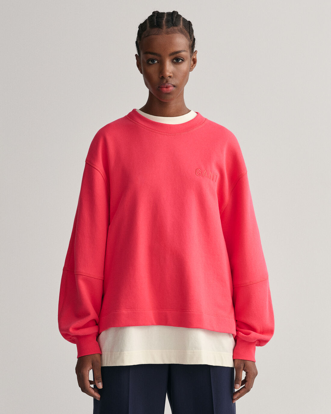 Logo Volume C-Neck Sweat - Magenta Pink