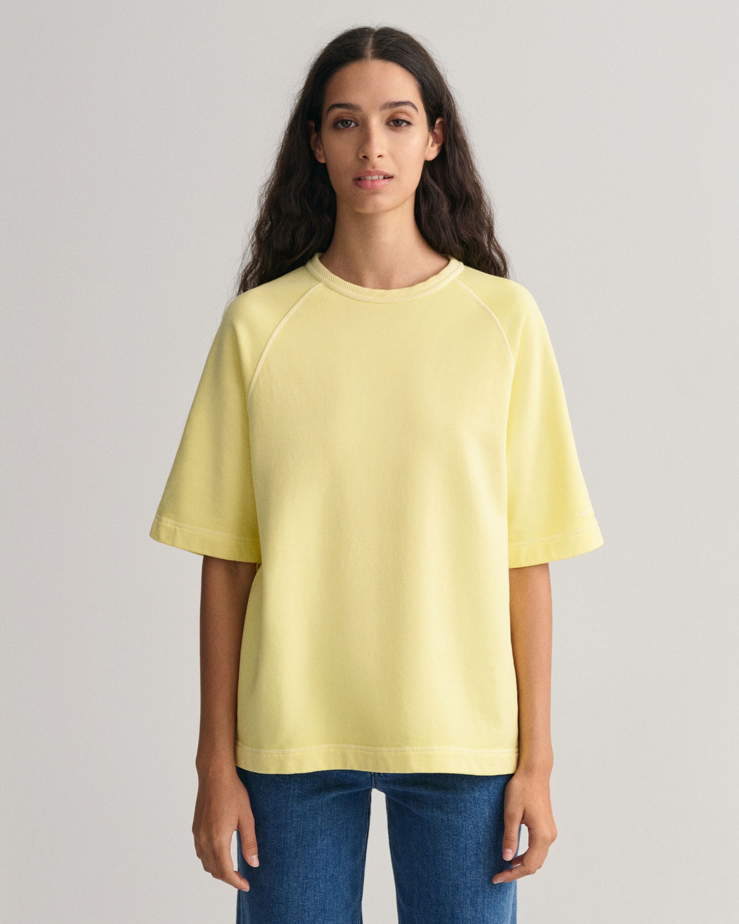 Sunfaded Ss C-Neck Sweat - Lemonade Yellow