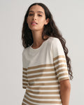 Randig T-shirtklänning - Dark Khaki