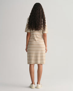 Striped Ss T-Shirt Dress - Dark Khaki