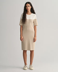 Striped Ss T-Shirt Dress - Dark Khaki