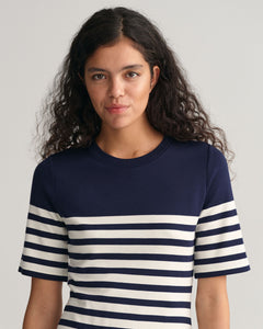 Striped SS T-Shirt Dress - Evening Blue