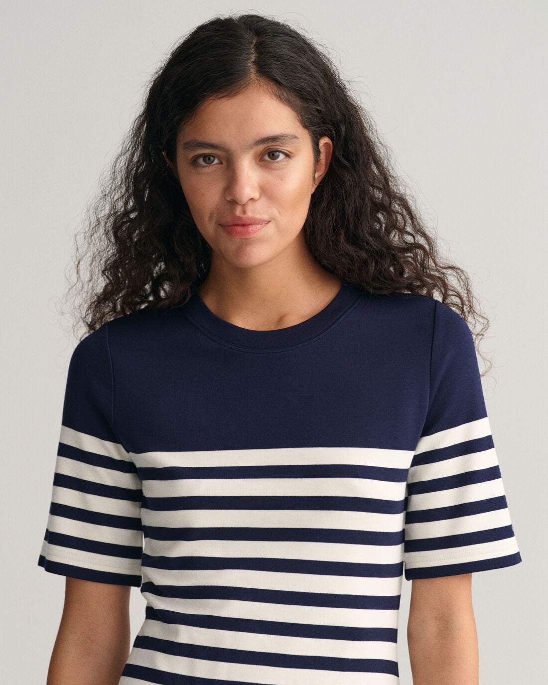 Striped SS T-Shirt Dress - Evening Blue