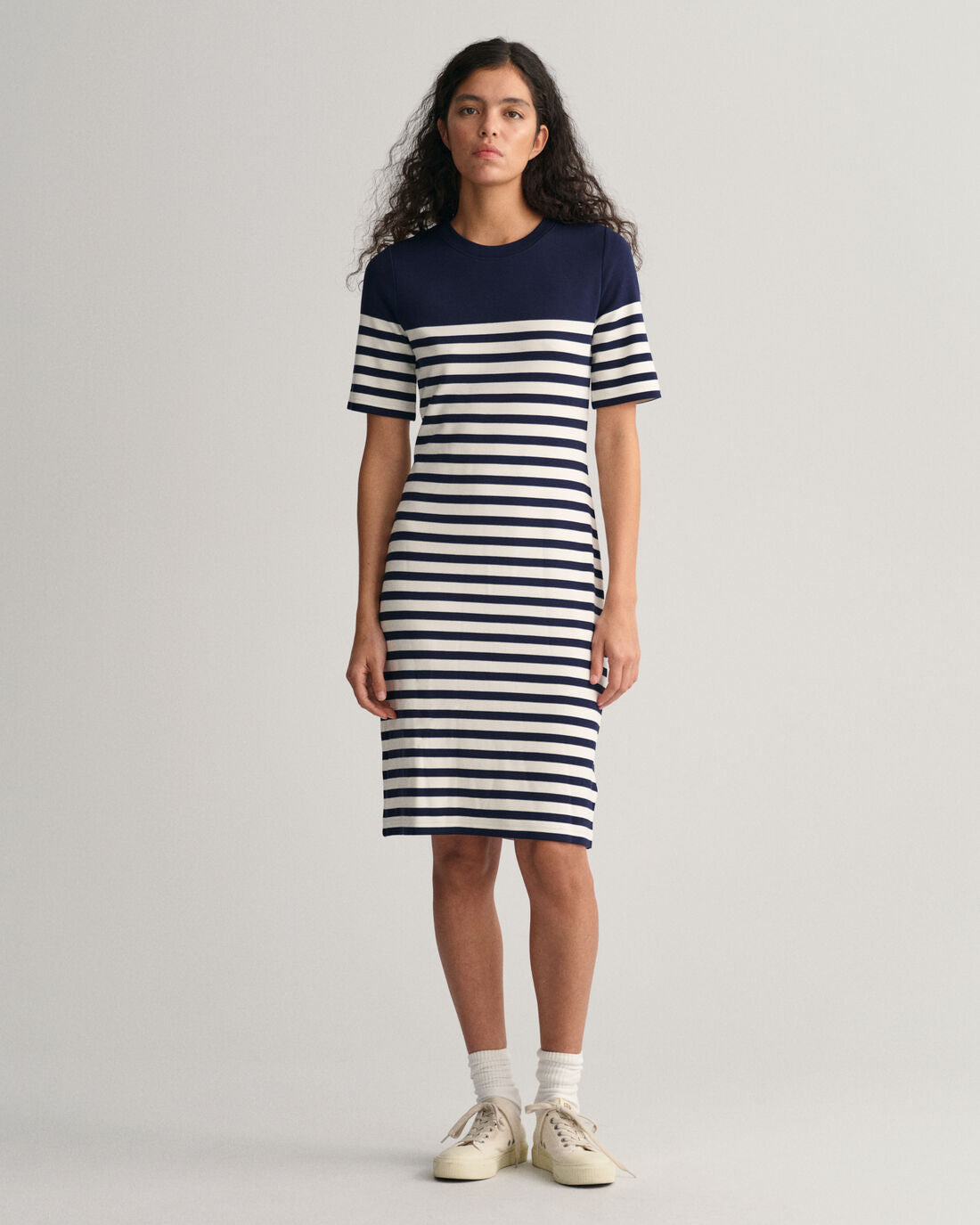 Striped SS T-Shirt Dress - Evening Blue
