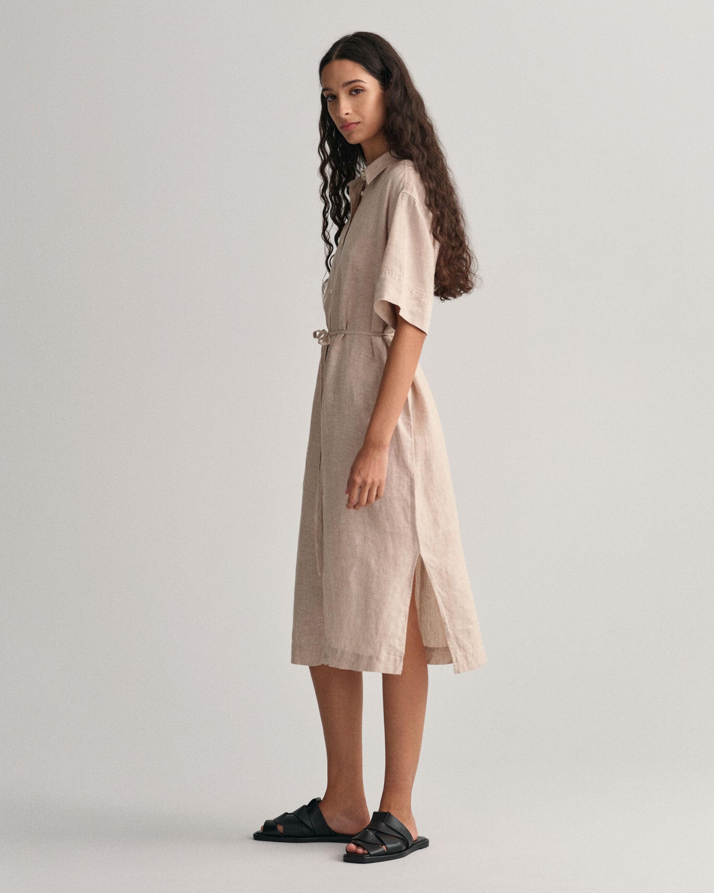 Relaxed Ss Linen Shirt Dress - Horn Beige