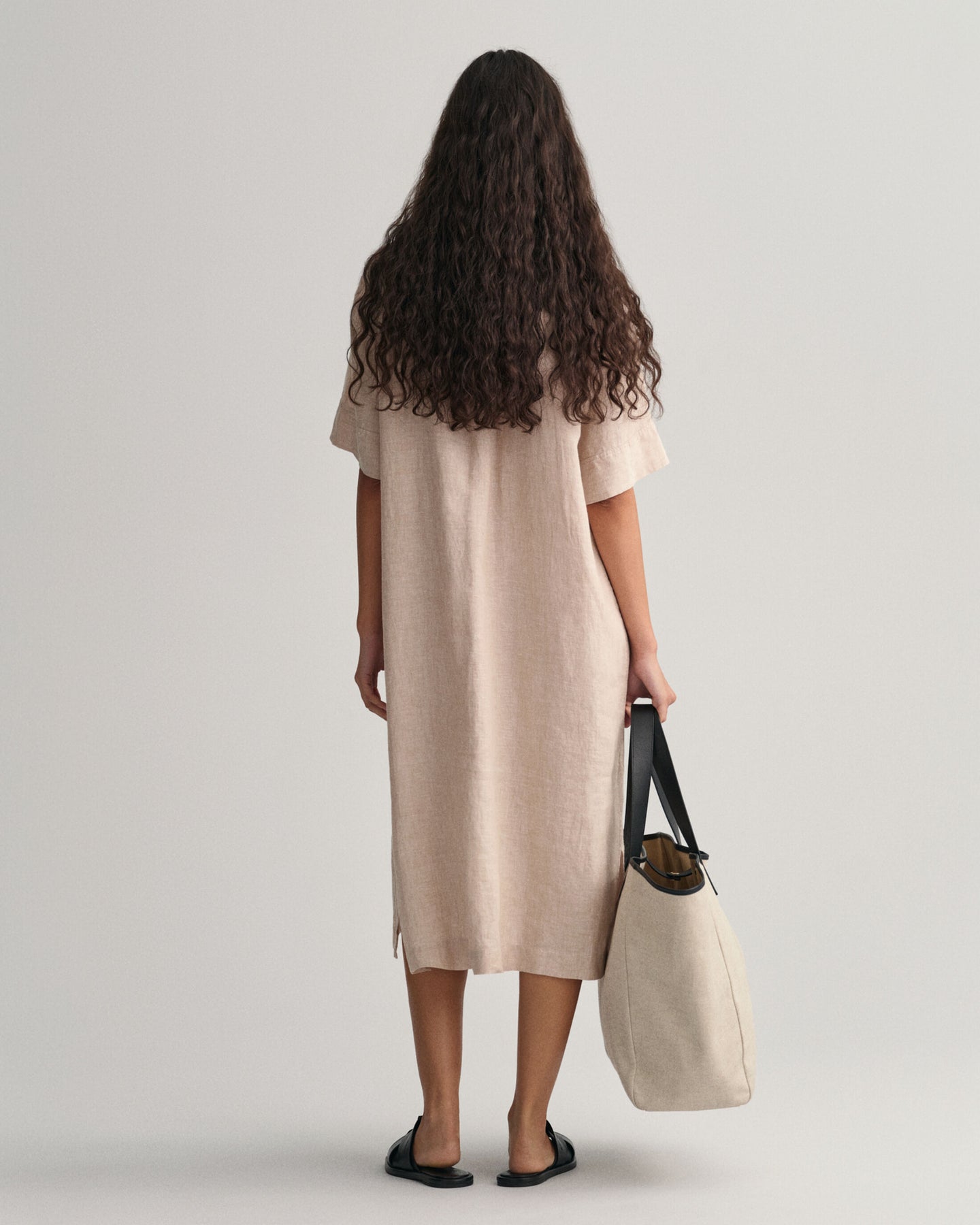 Relaxed Ss Linen Shirt Dress - Horn Beige