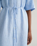 Relaxed Ss Linen Shirt Dress - Gentle Blue